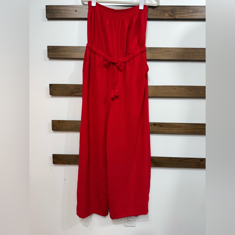 No Boundaries Scarlet Jumpsuit with Tie Waist